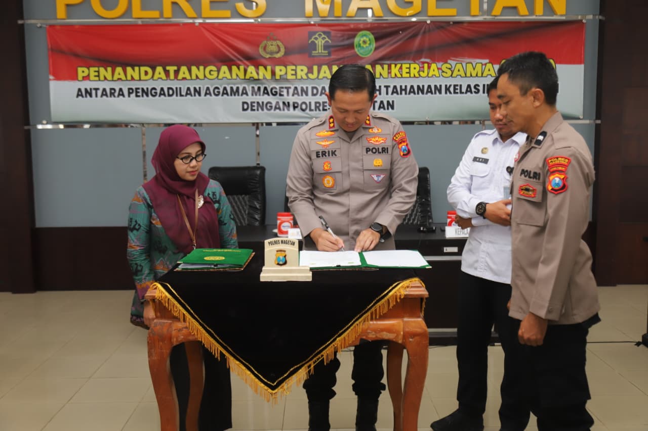 Perkuat Sinergi Lintas Lembaga, Kapolres Magetan Teken Kerjasama dengan Pengadilan Agama dan Rutan