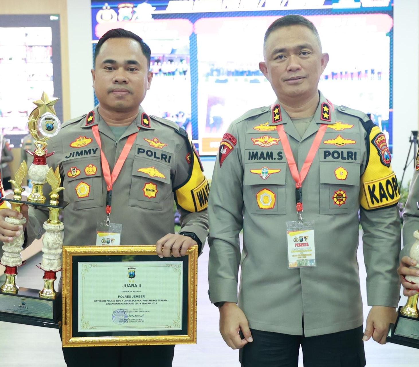 Polda Jatim Nobatkan Polres Jember Juara II Lomba Pos Operasi Lilin Semeru 2023/2024