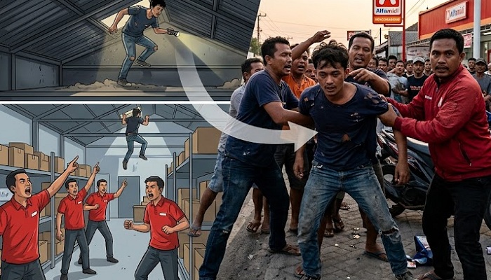 Maling Minimarket di Pandaan Pasuruan Ditangkap Warga Usai Kabur Lewat Loteng