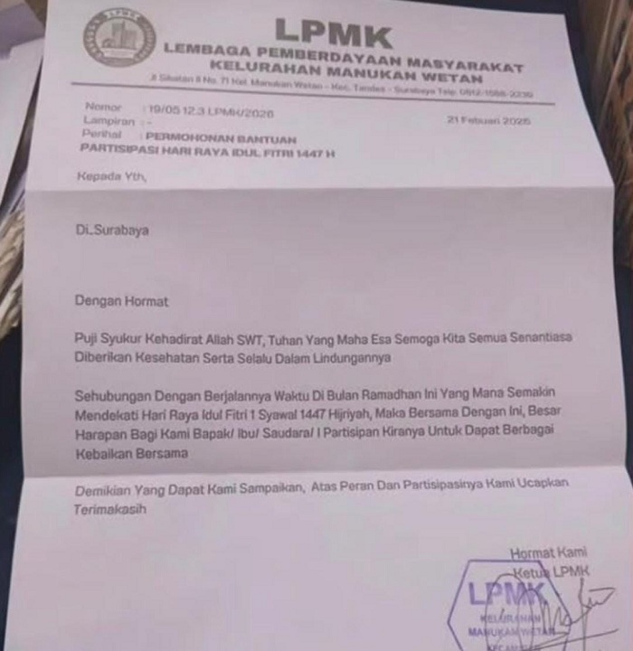 Viral LPMK Surabaya Minta THR, DPRD Desak Camat Tandes Evaluasi Ketua