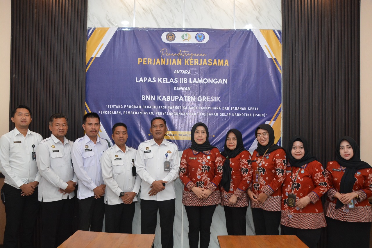 Wujudkan Rehabilitasi Narkotika dan Program P4GN, Lapas Lamongan Teken Kerja Sama dengan BNNK Gresik