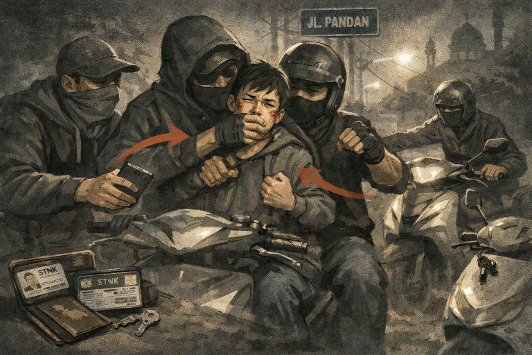 Pelajar Surabaya Dirampas Motor di Genteng, Pelaku Ancam Sajam dan Aniaya Korban