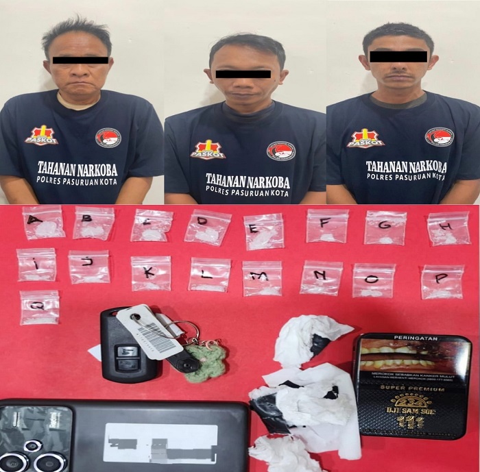 Jaringan Narkoba Pasuruan Terbongkar, Polisi Amankan 3 Tersangka dan 43 Gram Sabu