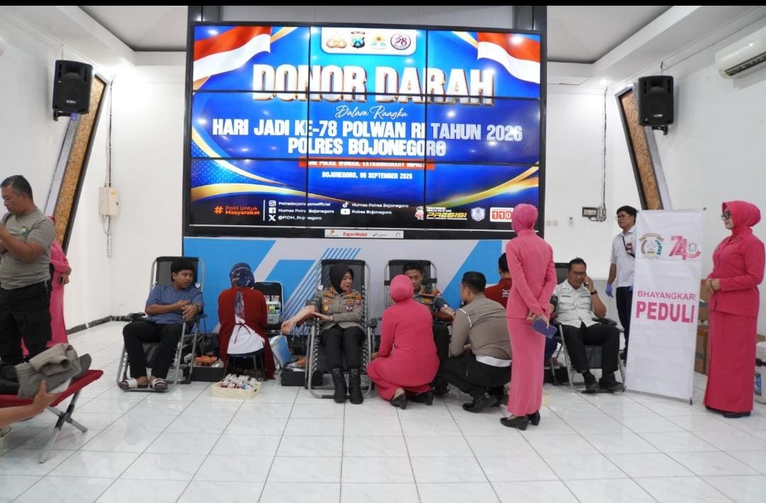 Polres Bojonegoro Gelar Aksi Donor Darah di Peringatan Hari Polwan ke-78