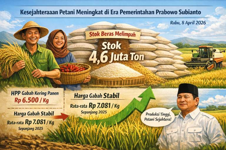 Era Prabowo, Petani Sejahtera Harga Gabah Stabil dan Stok Beras Nasional Melimpah