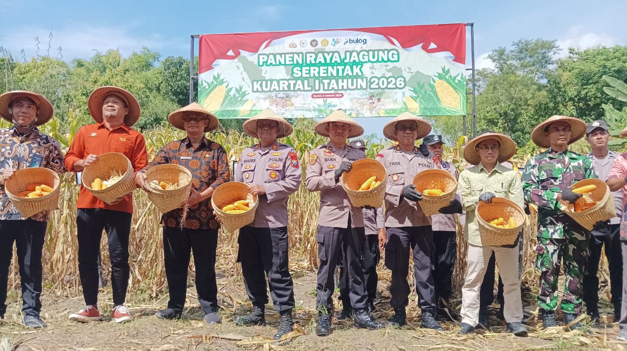 Polres Ngawi Gelar Panen Raya Jagung Serentak di Geneng