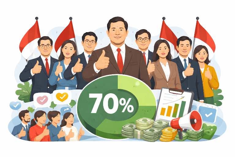 Survei 70 Persen Masyarakat Puas Kinerja Menteri Kabinet Merah Putih