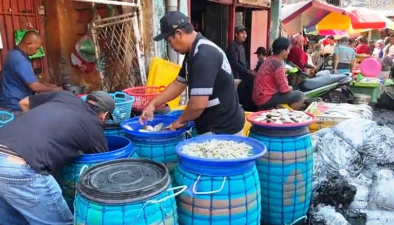 Cuaca Ekstrem Tekan Omzet Pedagang Ikan Pasar Pabean Surabaya hingga 50 Persen