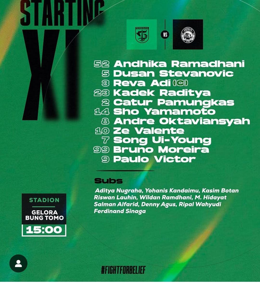 Ini Line-Up Persebaya vs Arema FC