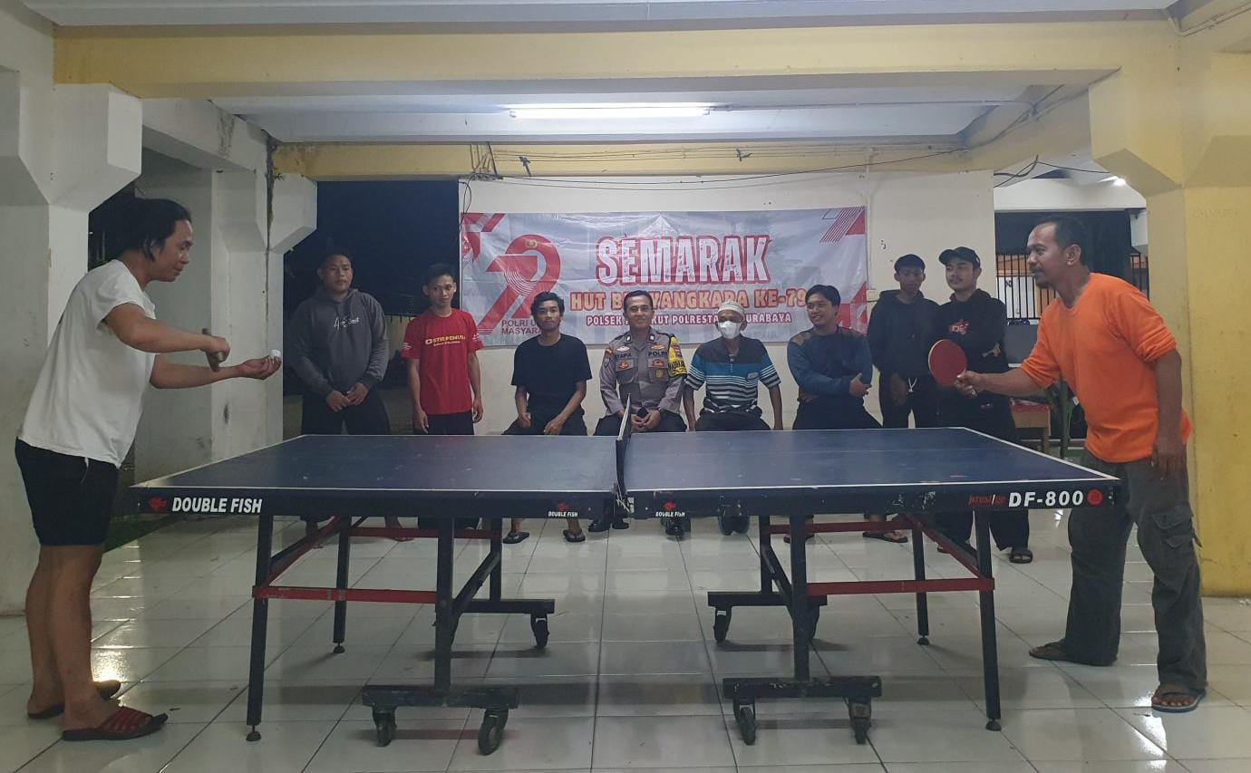 Polsek Rungkut dan Warga Rusunawa Gelar Lomba Tenis Meja Sambut HUT Ke-79 Bhayangkara