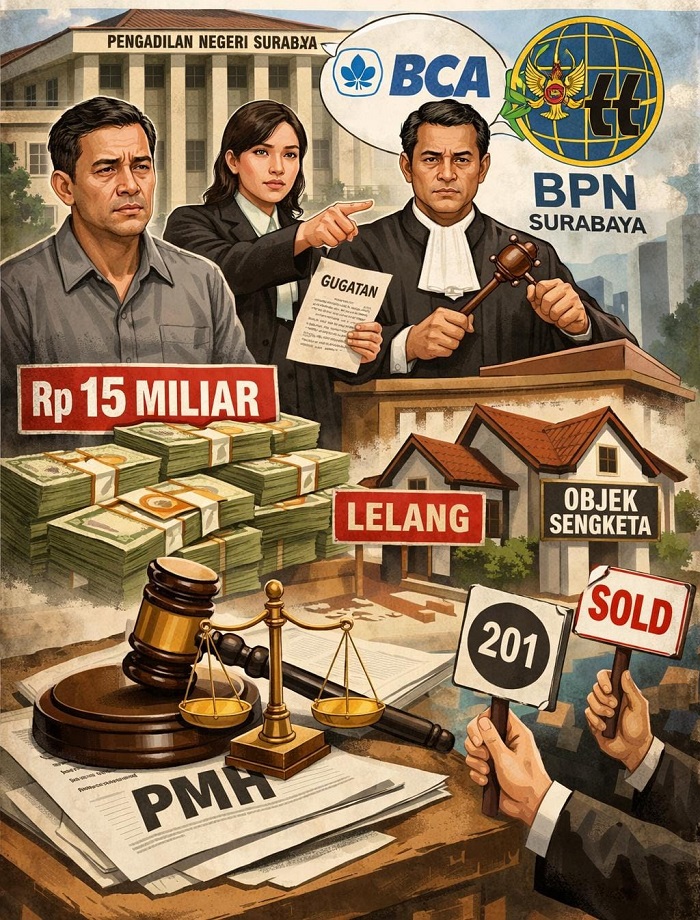 Gugatan Rp 15 Miliar Seret BCA dan BPN Surabaya ke Pengadilan, Lelang Hak Tanggungan Digugat Tak Sah