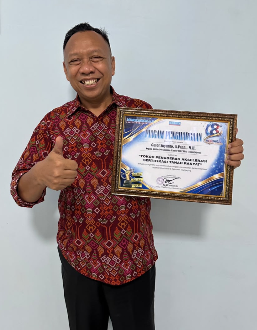Gatot Suyanto Raih Penghargaan Tokoh Penggerak Akselerasi Sertifikasi Tanah Rakyat, Jadi Pelecut Kinerja