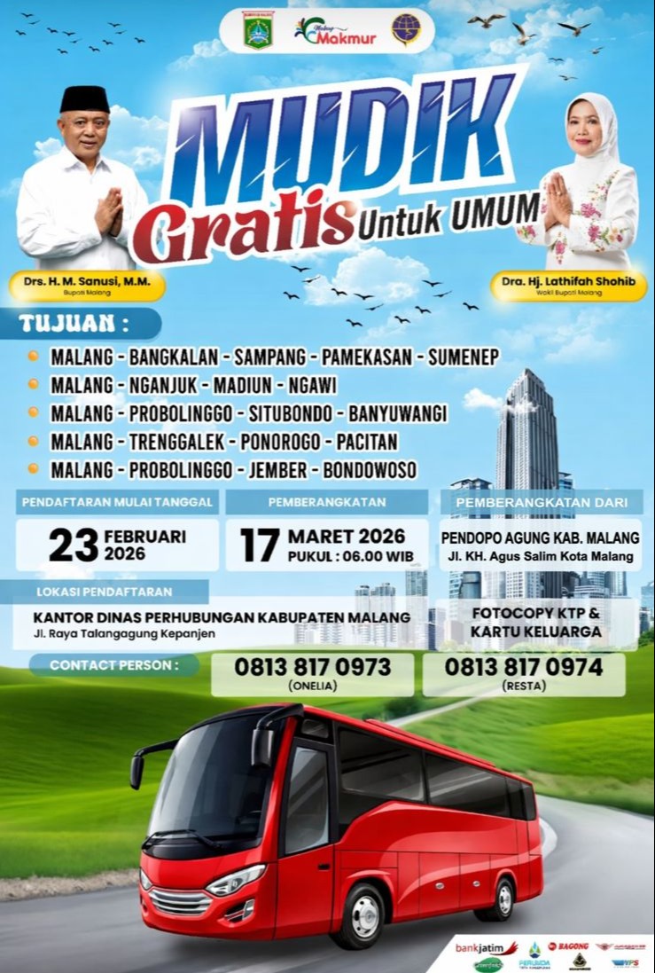 Ringankan Beban Pekerja, Pemkab Malang Siapkan 7 Bus Mudik Gratis 2026 untuk Lima Rute Utama