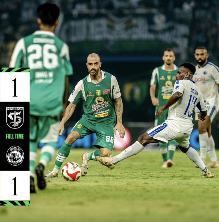 Persebaya Gagal Manfaatkan Keunggulan Pemain dalam Derbi Jatim Kontra Arema FC