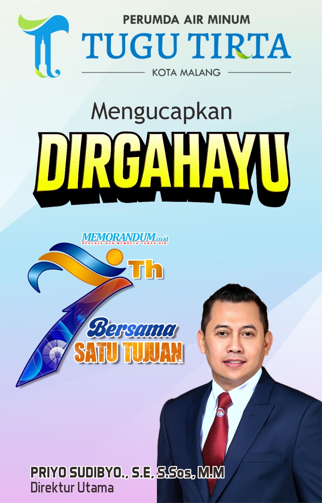 Perumda Air Minum Tugu Tirta  Mengucapkan Selamat HUT ke-7 Memorandum