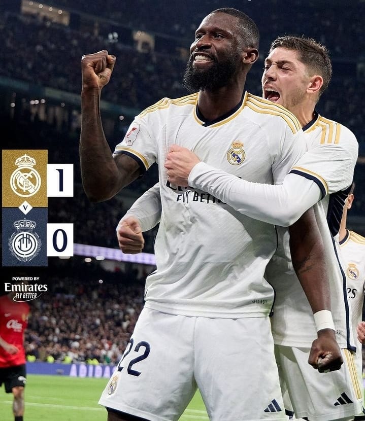 Gol Tunggal Rudiger Bawa Real Madrid Tetap di Puncak Klasemen