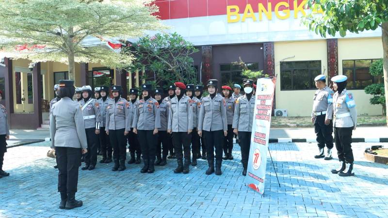 Jelang HUT ke-77 Polwan, Polres Bangkalan Gelar Apel Gaktibplin Khusus Polisi Wanita