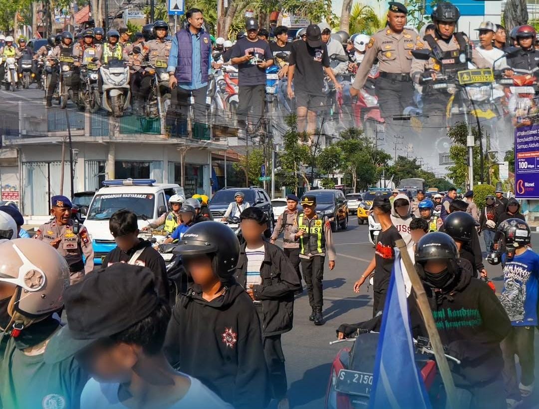 Polisi Bubarkan Romli Oknum Anggota Pagar Nusa, Puluhan Kendaraan Digiring ke Mapolres Bojonegoro