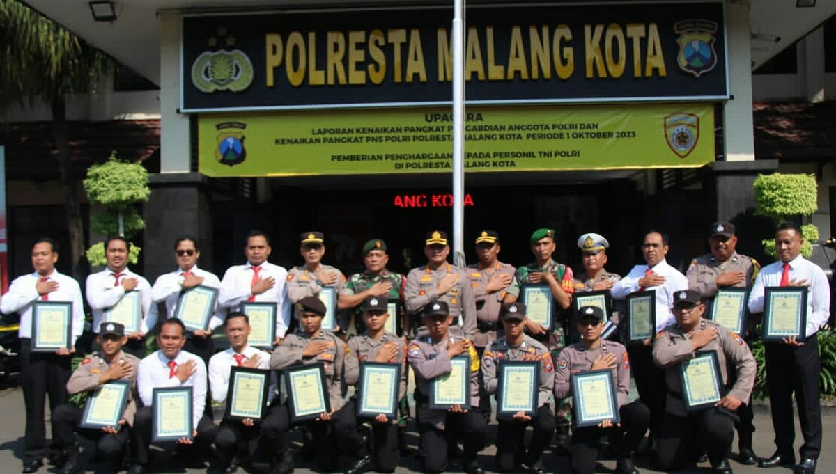 Kapolresta Malang Kota Beri Penghargaan Personel TNI-Polri Berdedikasi