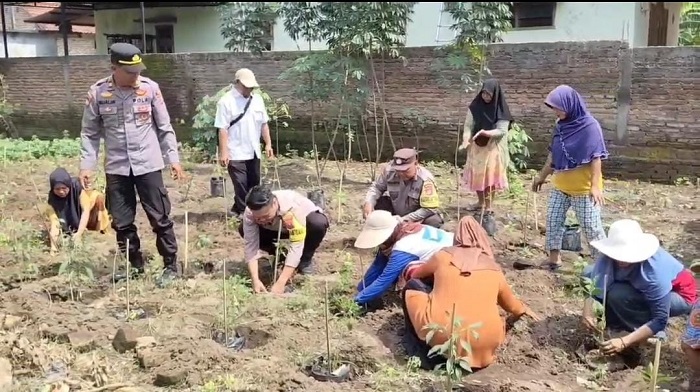 Polsek Warujayeng Dukung Penanaman Cabai di Lahan P2B Desa Getas