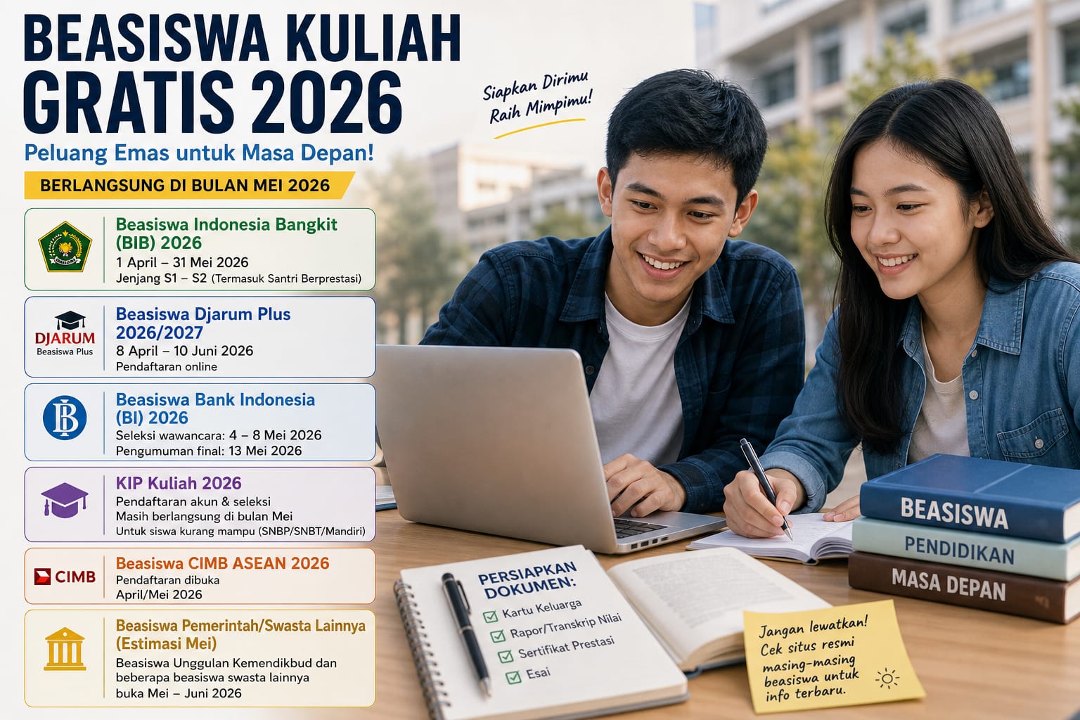 Buruan Daftar! Program Kuliah Gratis 2026 Melalui BIB dan Djarum Plus Resmi Dibuka