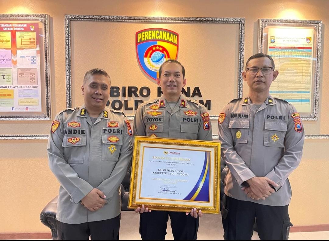 Polres Bojonegoro Raih Predikat A Pelayanan Publik dari Ombudsman RI