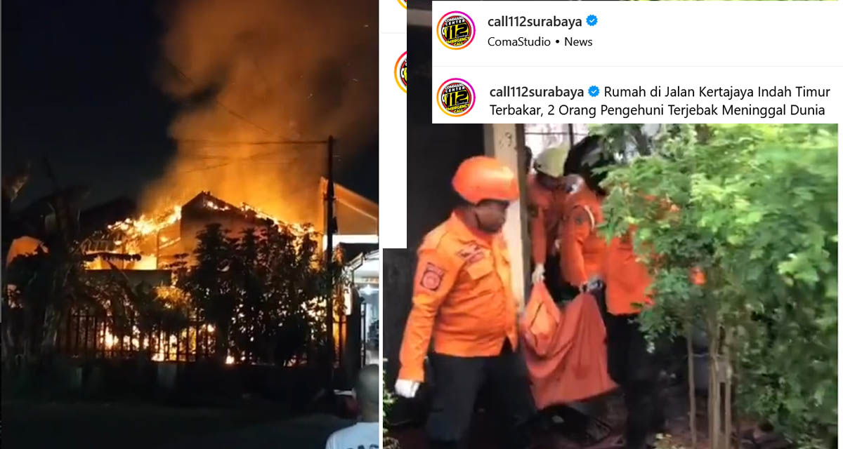 Kebakaran Rumah di Kertajaya Indah Surabaya, 2 Tewas