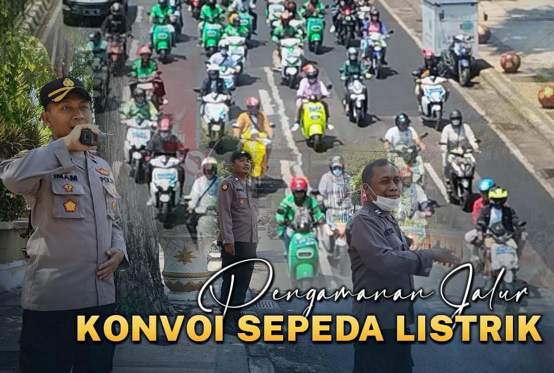 Kapolsek Tegalsari Pimpin Pengamanan Jalur Konvoi Sepeda Listrik