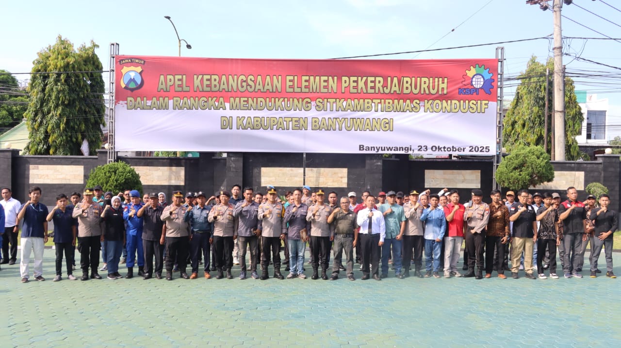Apel Kebangsaan Serikat Buruh di Polresta Banyuwangi, Komitmen Jaga Kondusifitas Daerah