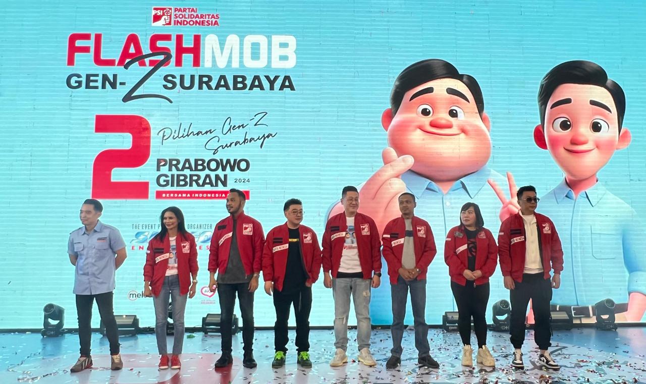 Flashmob Goyang Gemoy, PSI Ajak Ribuan Milenial Jatim Menangkan Prabowo-Gibran Sekali Putaran