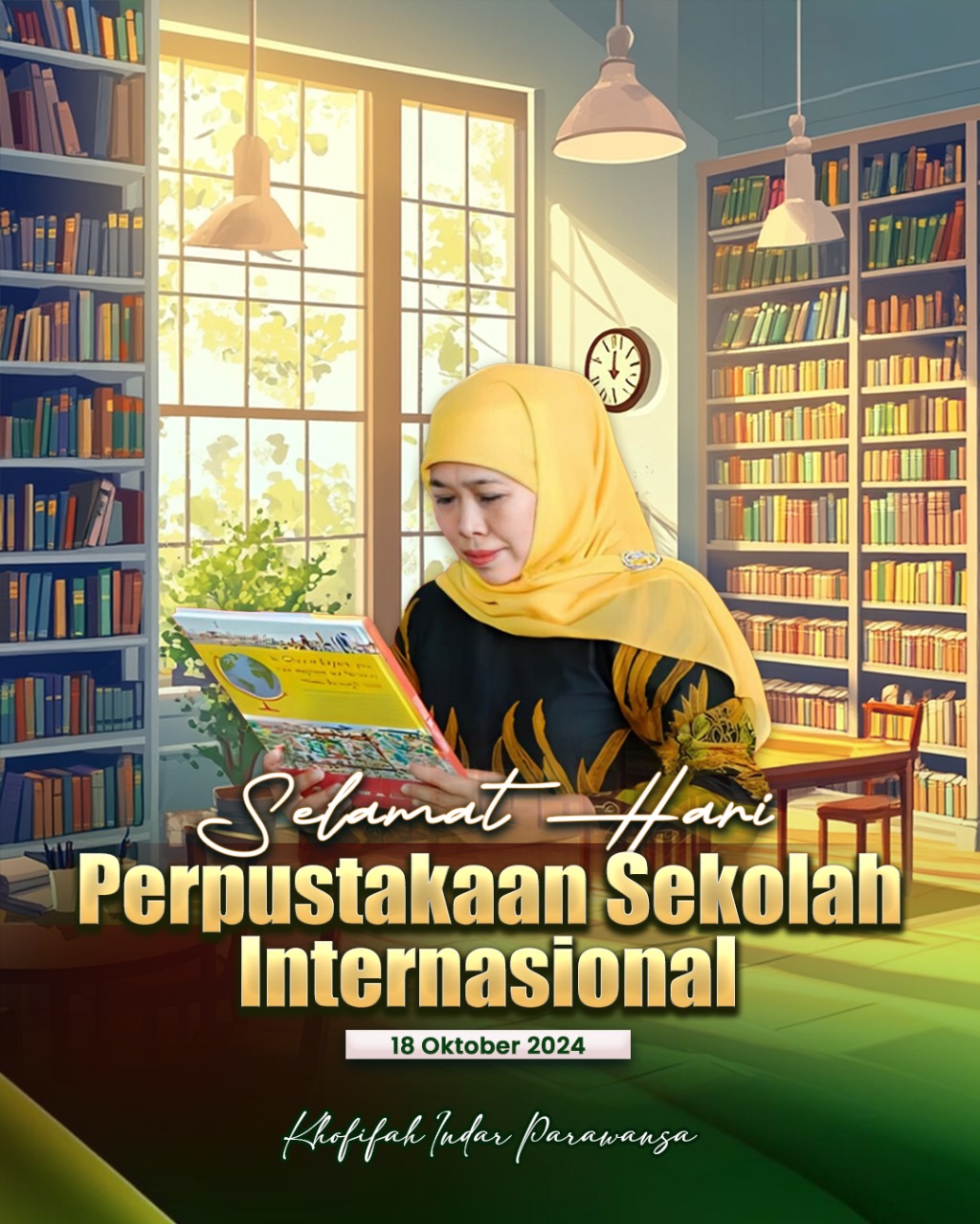 Hari Perpustakaan Sekolah Internasional, Khofifah Dorong Inovasi Digital Tingkatkan Literasi Siswa