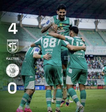 Persebaya Hajar PSBS Biak 4-0, Milos Raickovic dan Rivera Cetak Brace