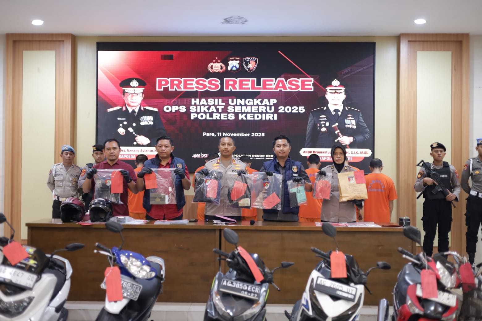 Operasi Sikat Semeru 2025, Polres Kediri Ungkap 15 Kasus dengan 14 Tersangka