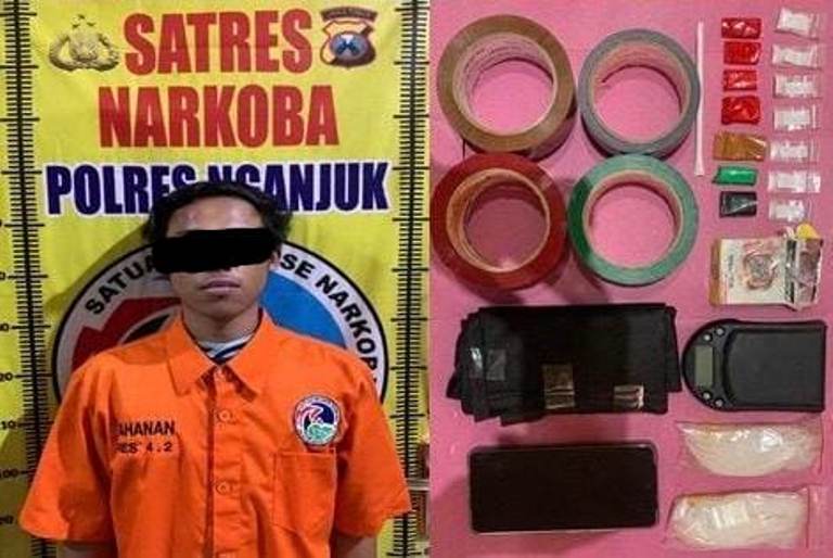 Satreskoba Polres Nganjuk Bekuk Pengedar 3,69 Gram Sabu di Sawahan