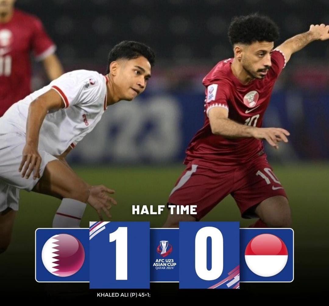 Piala Asia U-23: Babak Pertama Indonesia Tertinggal 0-1 dari Qatar