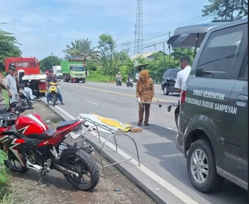 Gagal Nyalip, Warga Bojonegoro Tewas Dilibas Truk di Duduksampeyan Gresik