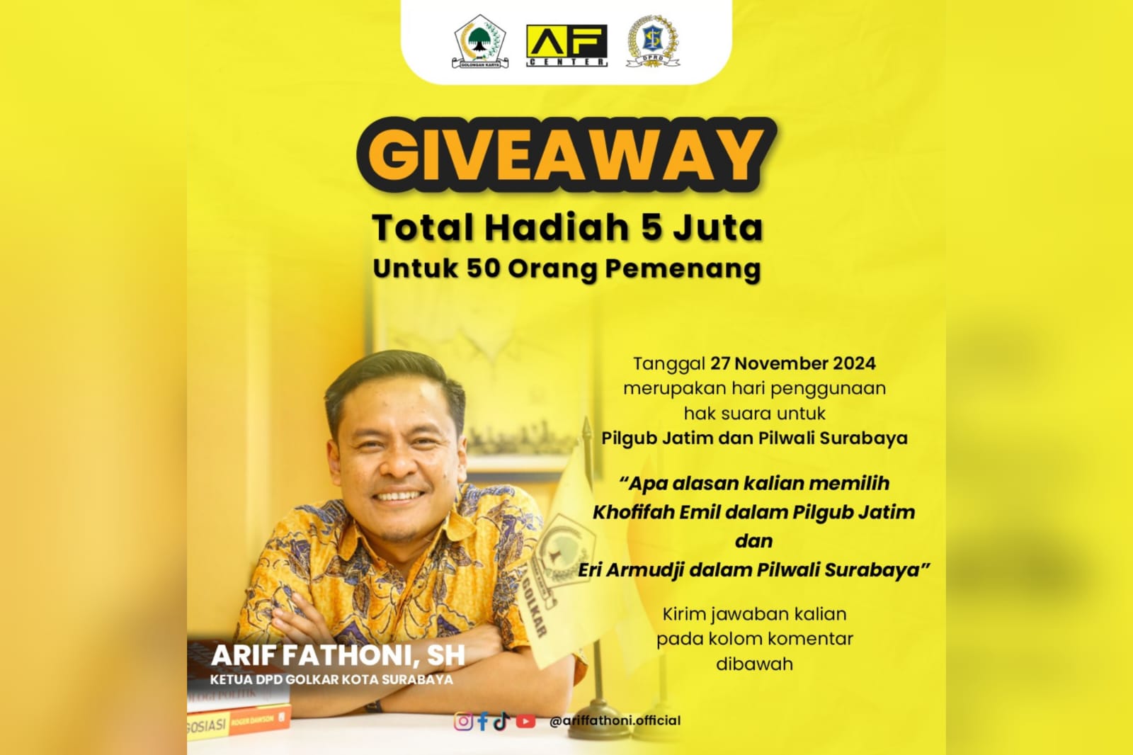 Giveaway Jadi Cara Golkar Surabaya Dekatkan Pemilih dengan Paslon Pilkada