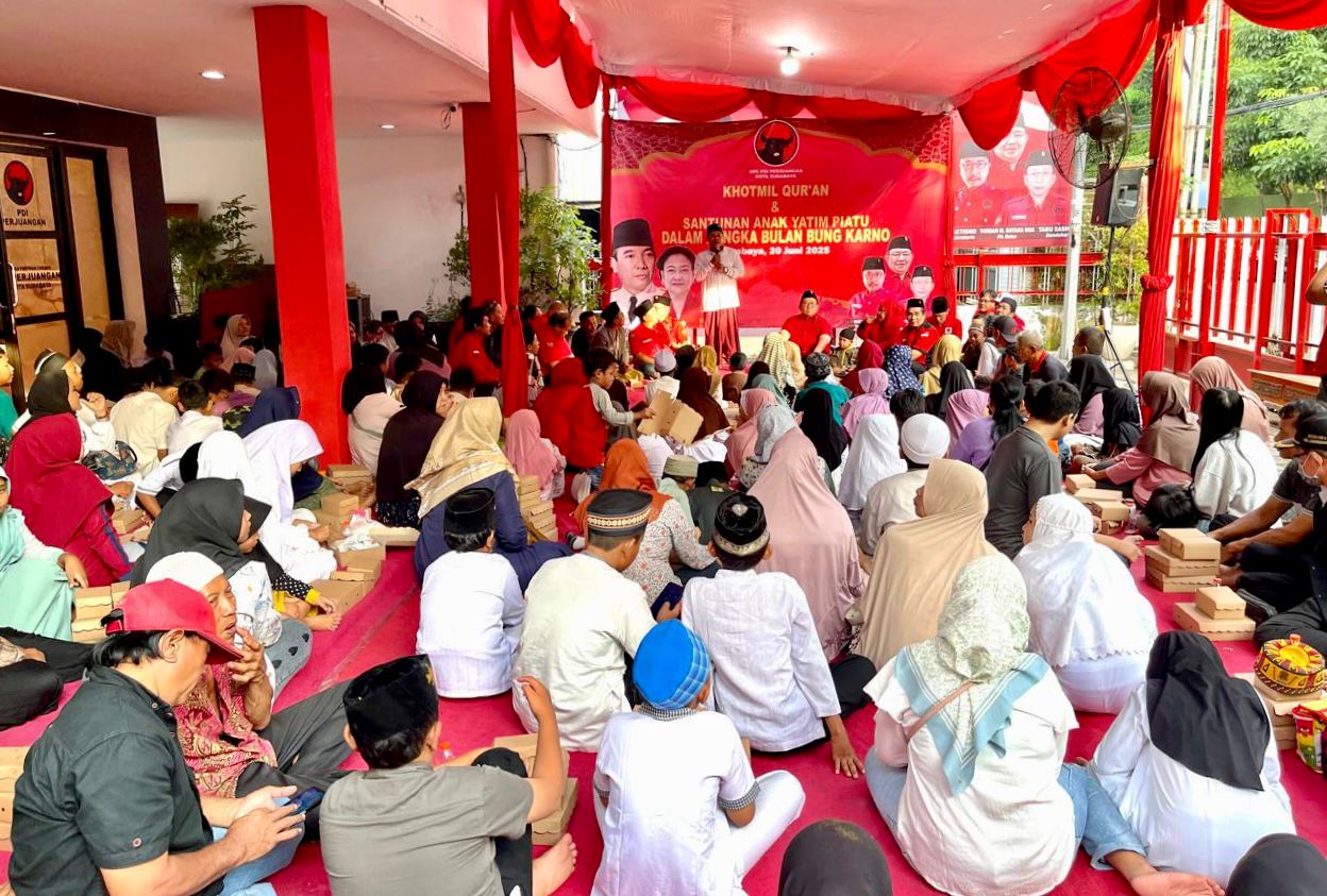 Gelar Khotmil Quran, PDIP dan Bamusi Surabaya Beri Santunan 124 Anak Yatim Piatu