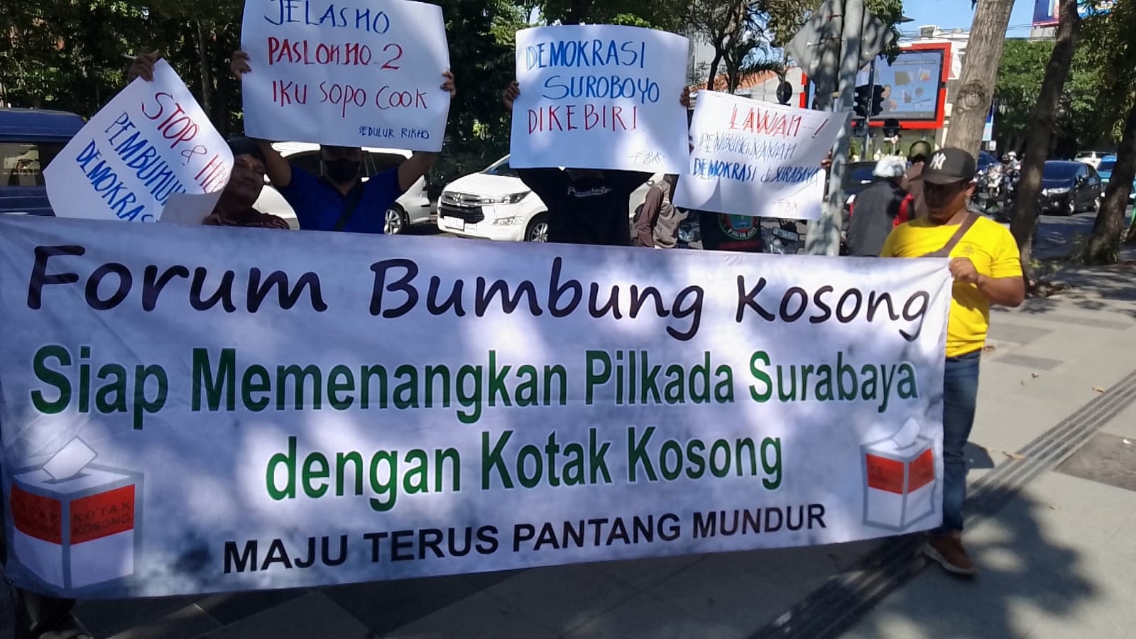 Status Kotak Kosong Masih Belum Jelas, FBK Demo KPU Kota Surabaya: Ultimatum Memberikan Tenggat 2 x 24 Jam