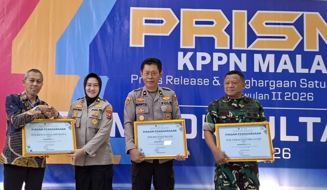 Polresta Malang Kota Peringkat I Satker Berkinerja Terbaik dari KPPN