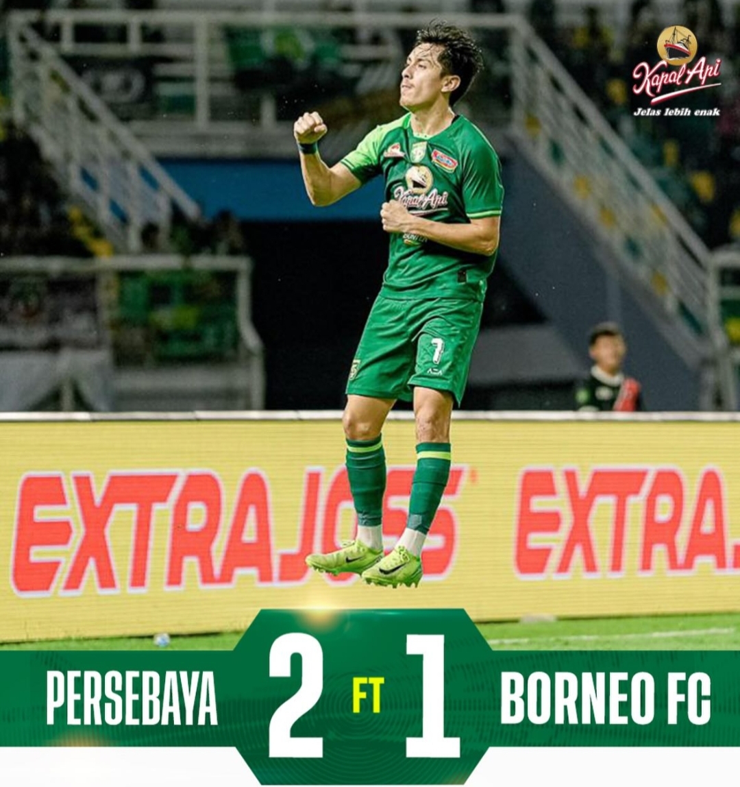 Cetak Brace! Rivera Bawa Persebaya Menang 2-1 Atas Borneo, Diwarnai Kartu Merah