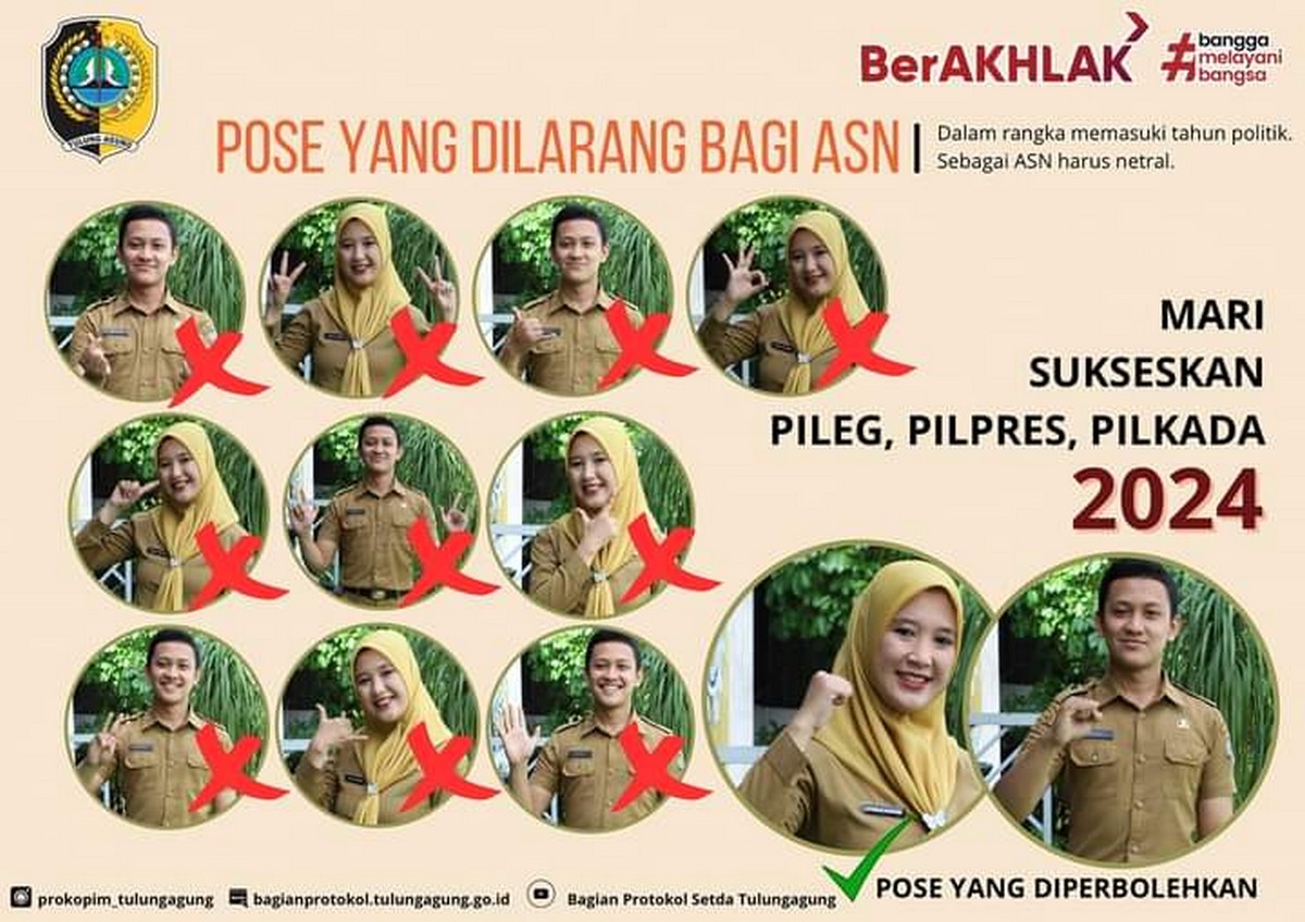 Soal Netralitas Pemilu, Pj Bupati Tulungagung Susun Sejumlah Pose Foto Terlarang Bagi ASN