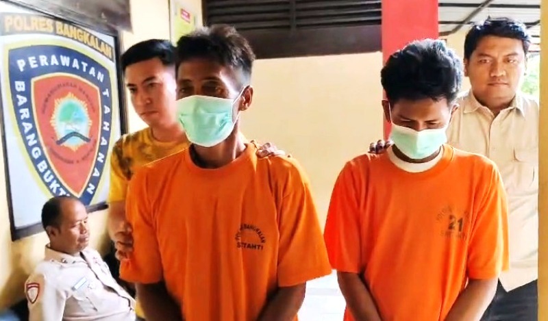 Transaksi di Gardu, Dua Budak Sabu Tanjung Bumi Dibekuk Satresnarkoba Polres Bangkalan