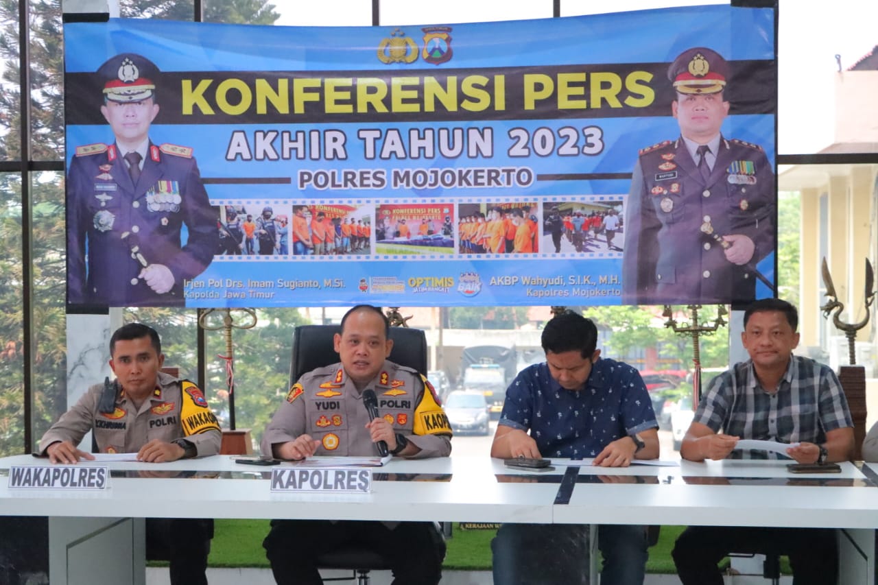 Kapolres Mojokerto Pimpin Rilis Ungkap Kasus Kejahatan Sepanjang 2023