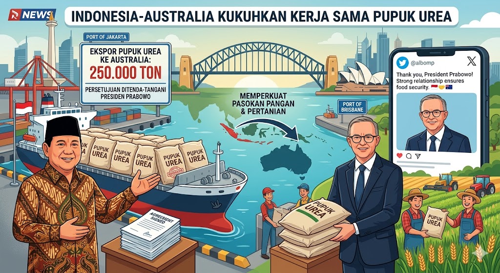 Perkuat Rantai Pasok Global, Indonesia Ekspor 250.000 Ton Pupuk Urea ke Australia