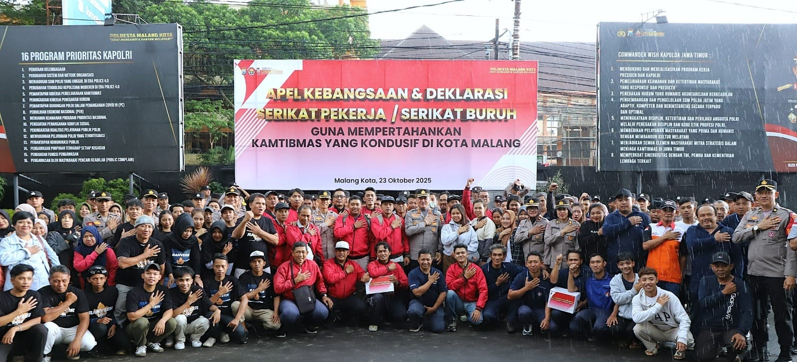 Polresta Malang Kota Gelar Apel Akbar Kebangsaan dengan Serikat Pekerja