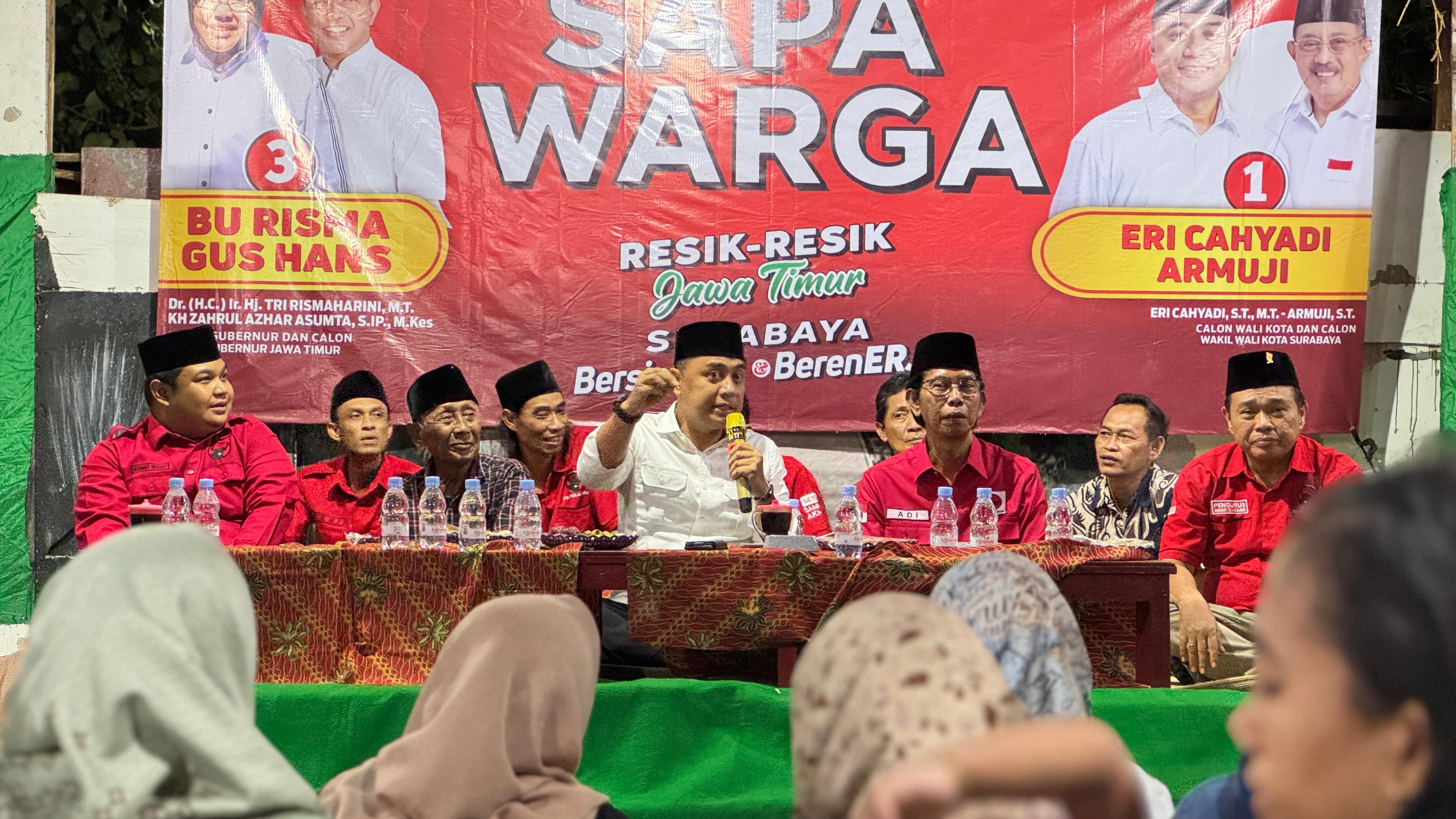 Gelorakan Dukungan Risma-Gus Hans, Eri Cahyadi: Nek Dadi Gubernur, SMA/SMK Gratis