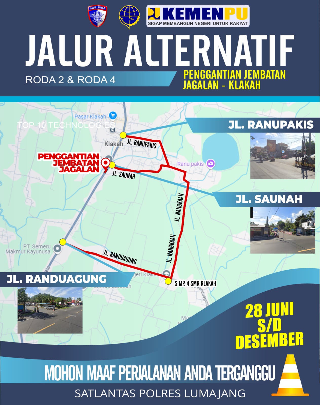 Pembangunan Jembatan Jagalan Klakah, Satlantas Polres Lumajang Terapkan Buka Tutup Arus Lalu Lintas