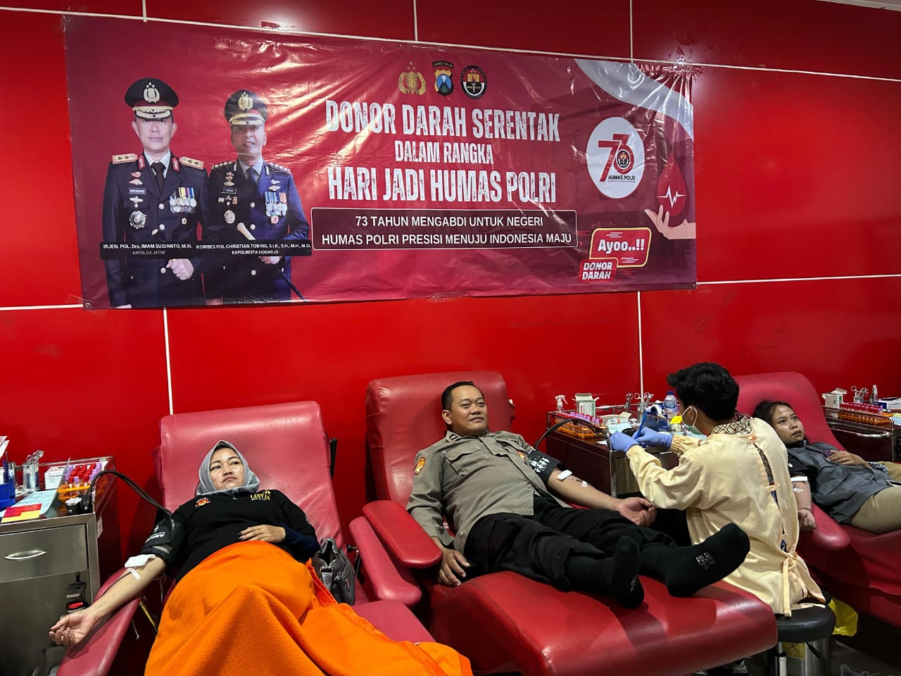 Peringati 73 Tahun Humas Polri, Polresta Sidoarjo Gelar Donor Darah