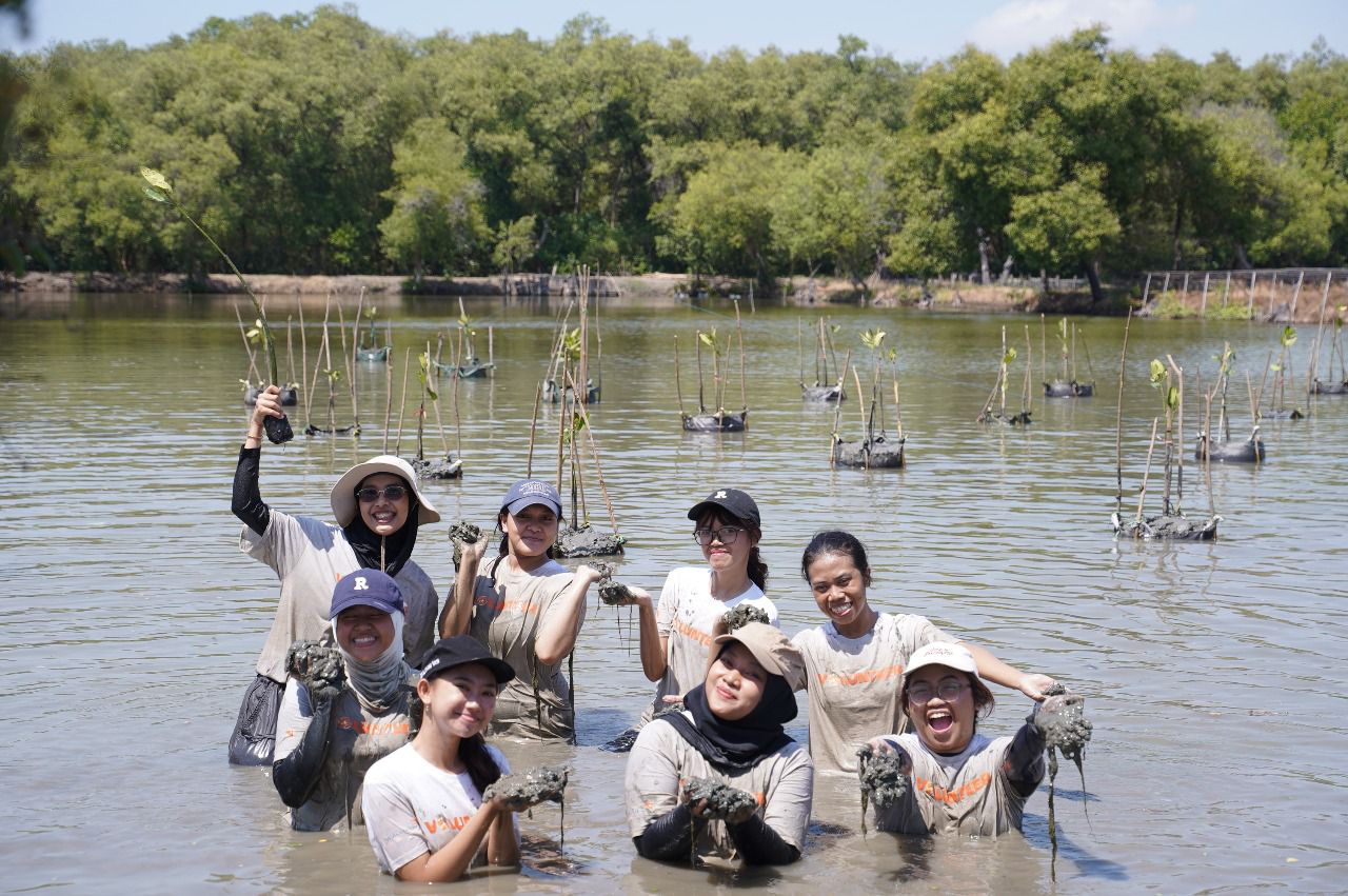 Tanam 1.000 Bibit Mangrove, Kolaborasi Pemkot Bersama WVI Jaga Kelestarian Lingkungan Pesisir Surabaya